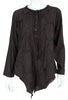 ISSEY MIYAKE JAPAN. HAAT HEART. Brown Cotton Cashmere Patchwork Asymmetric Blouse