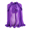 Gucci Italy. Violet Semi Sheer Silk Ruffles Accents Blouse