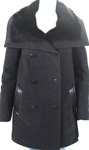 Maison Margiela Paris. Black Wool Blend Snap Front Jacket