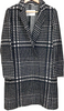 Max Mara ITALY. Black/Grey Plaid Check Pattern Tweed Long Chester Coat