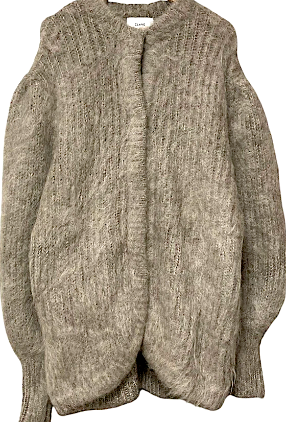 CLANE JAPAN. GREIGE COLOR MOHAIR SHAGGY CARDIGAN
