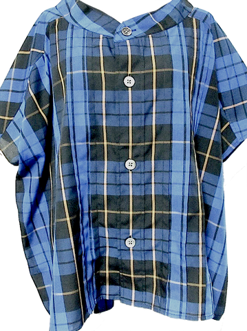 ISSEY MIYAKE JAPAN. ZUCCA Blue Black Check Pattern Asymmetrical Semi Sheer Shirt ISSEY MIYAKE JAPAN. ZUCCA Blue Black Check Pattern Asymmetrical Semi Sheer Shirt