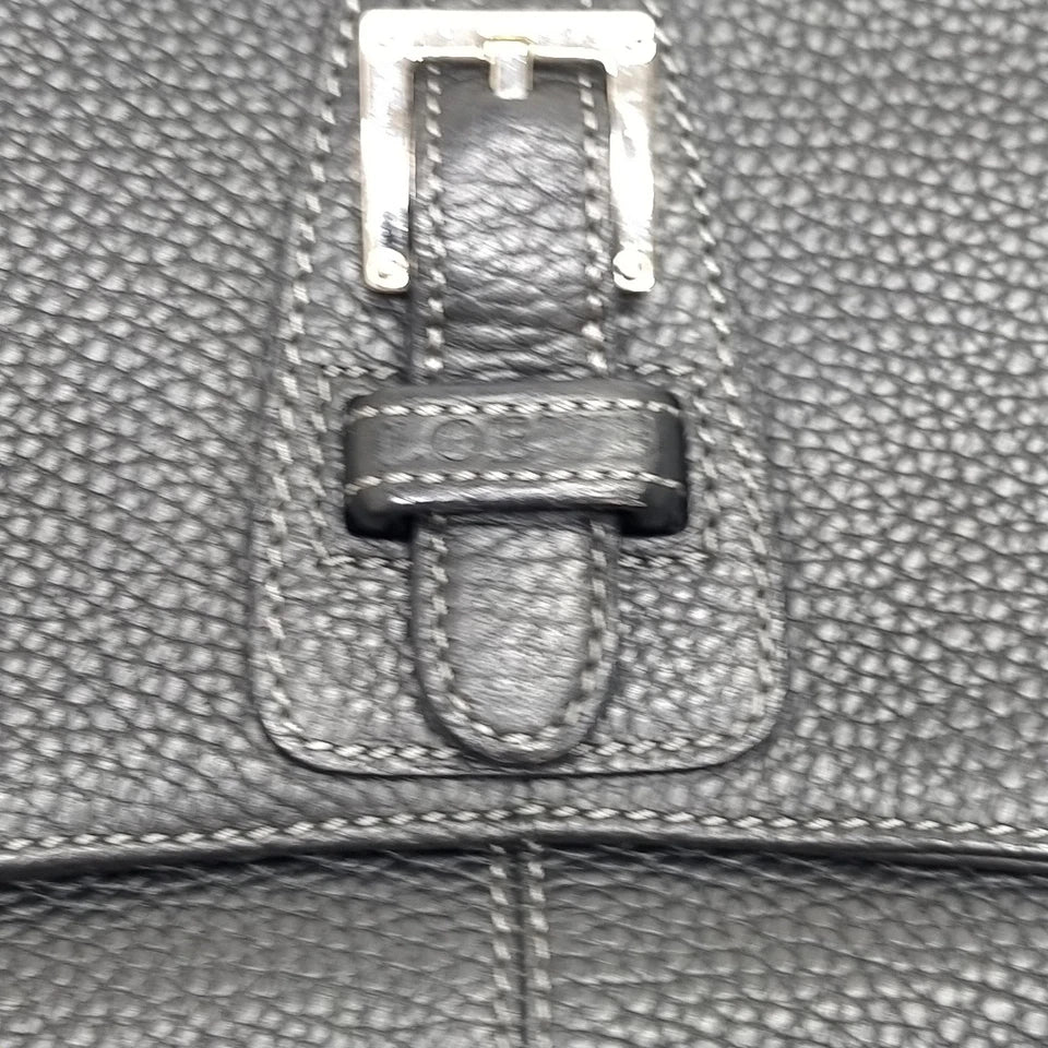 LOEWE MADRID. Black Pebbled Leather Silver Hardware Mini Shoulder Bag