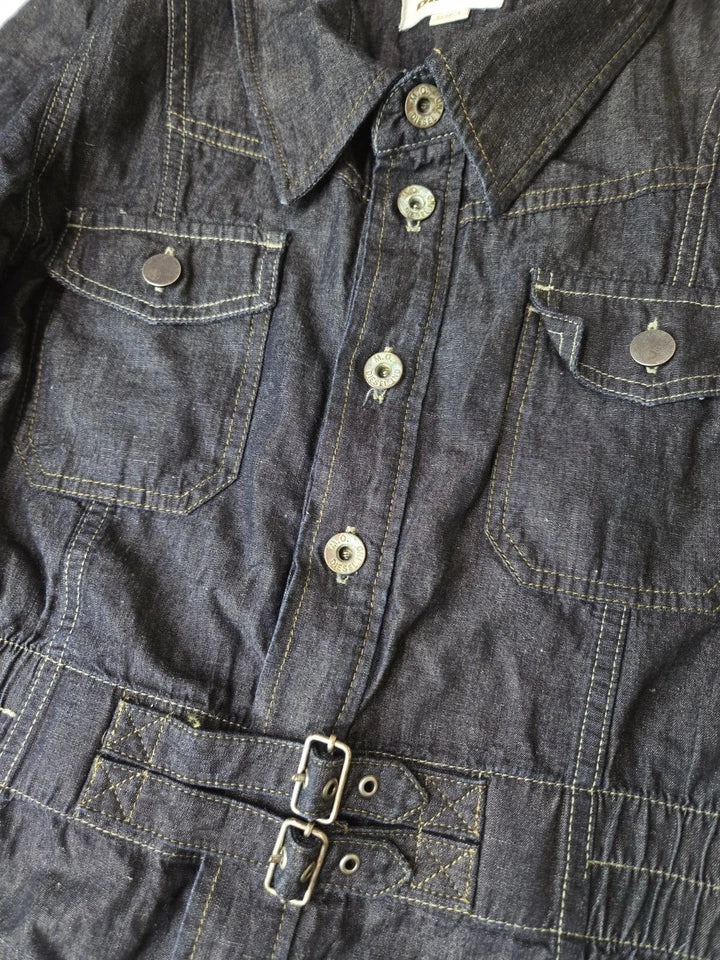 Diesel Vintage Dark Blue Denim Button Belted Utility Dress