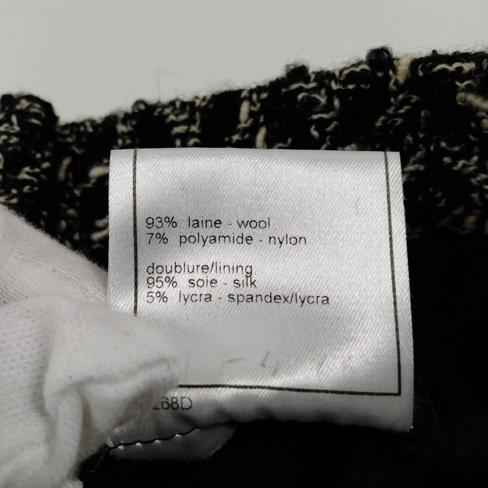 Chanel Paris. Black Tweed Wool, Nylon Skirt