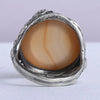 Chesterfield's London. Vintage Arts & Crafts (1930s) English Natural Domed Carnelian Leaf Sterling Silver s 7 Ring