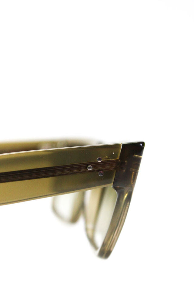 Celine Paris. Army Green Translucent Rectangular Straight Bridge Sunglasses