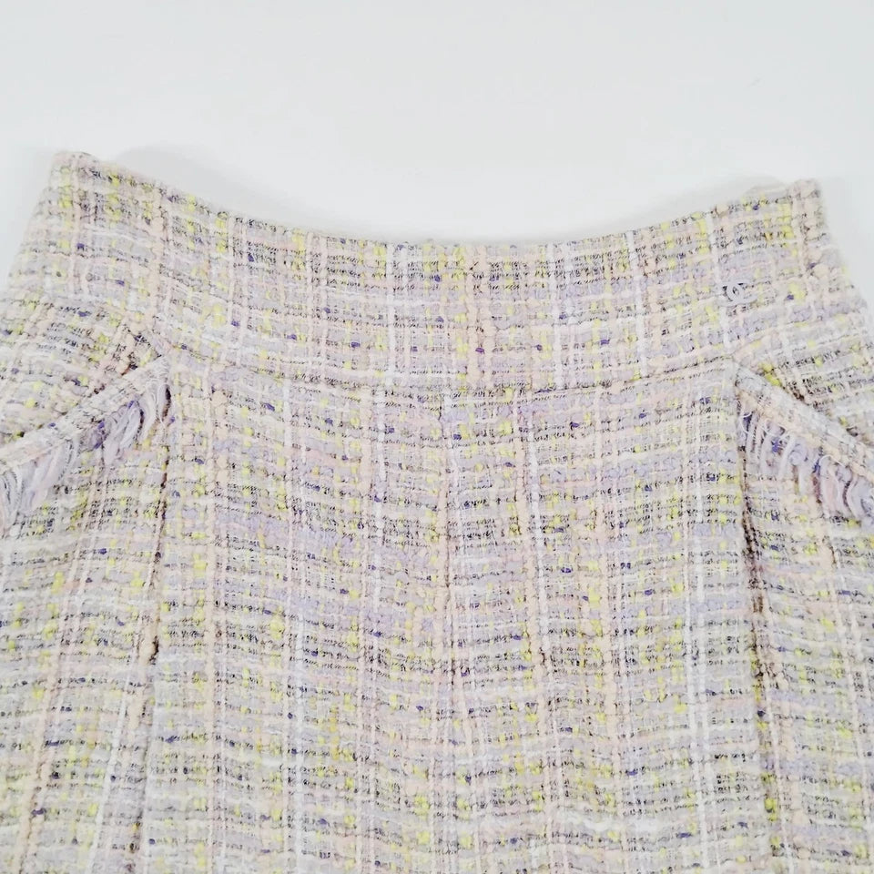 Chanel Paris. Multi-Color Light Weight Tweed Cotton Rayon Wool Skirt