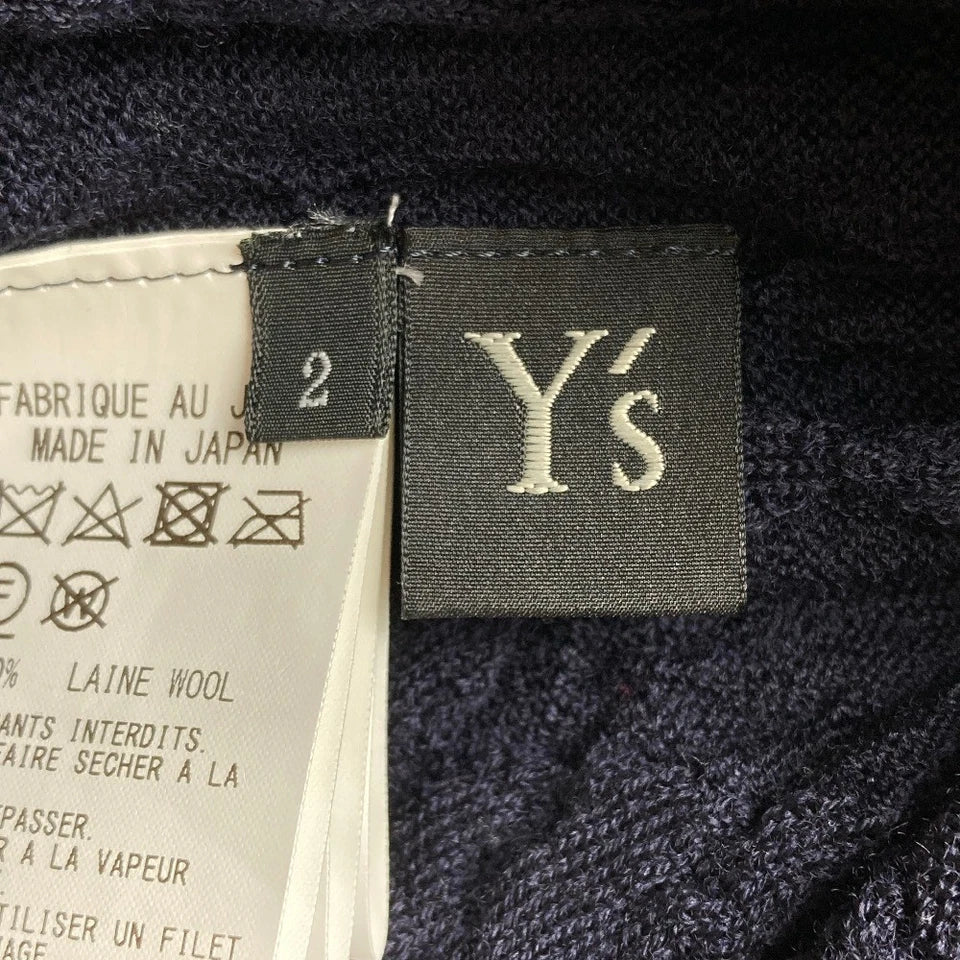 Y's Yohji Yamamoto Japan. Navy Wool Wrinkles Knit Cut & Sew Top