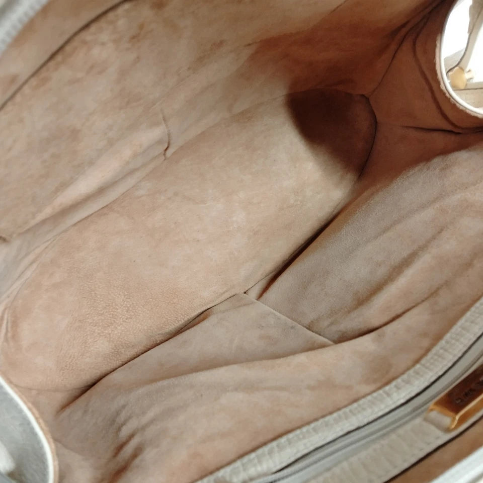 LOEWE MADRID. White Grained Leather Shoulder Bag