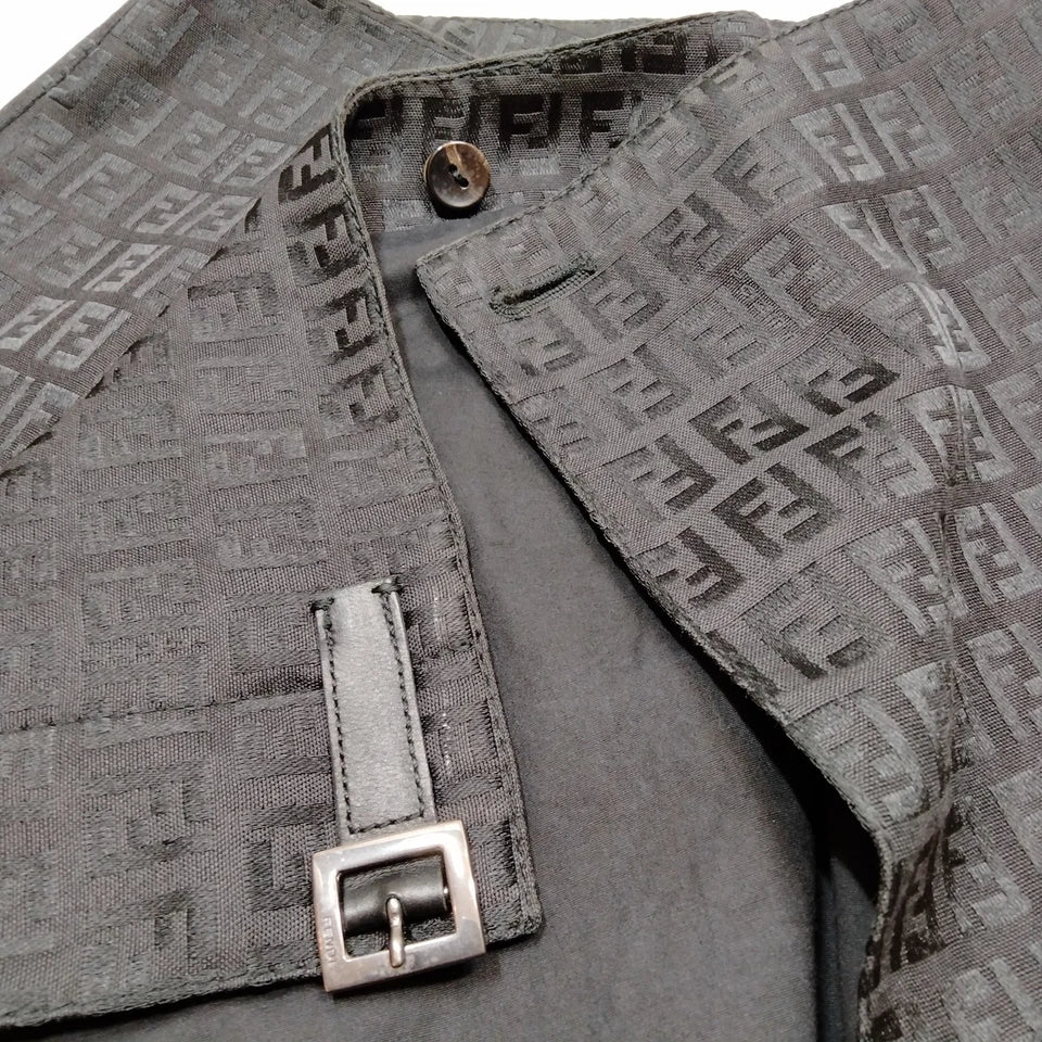 Fendi Italy. Black FF Logo Cotton, Rayon Skirt