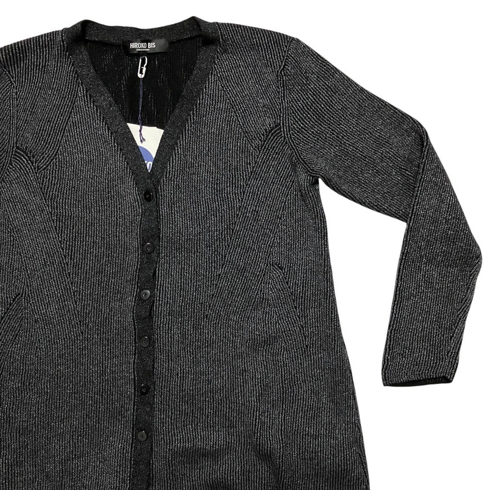 HIROKO KOSHINO JAPAN. BIS. NEW W/TAGS. Black/Gray Coated Long Knit Cardigan