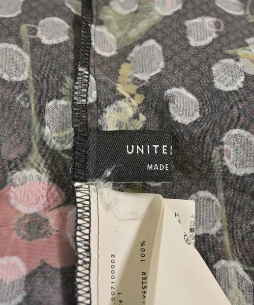 UNITED TOKYO JAPAN. BlackxPurplexGreen Semi-Sheer Floral Pattern Blouse