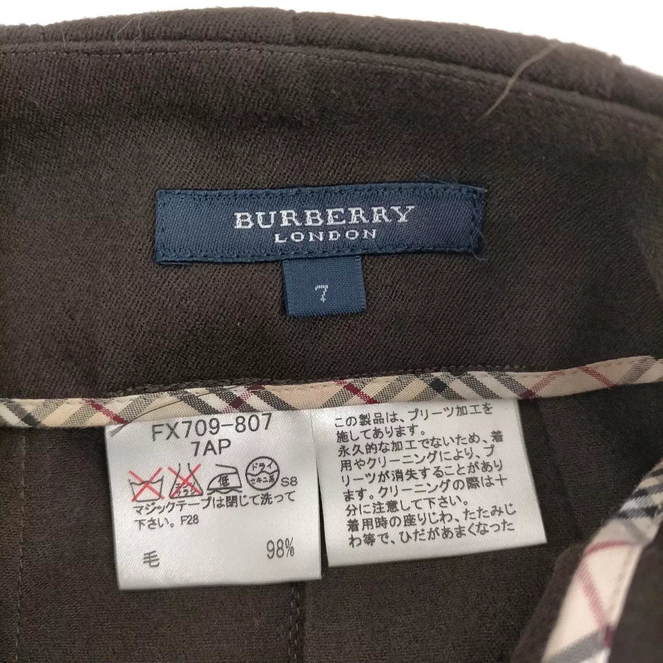 Burberry London.  Brown/Grays Double Side Belted Wool, Polyurethane Skirt