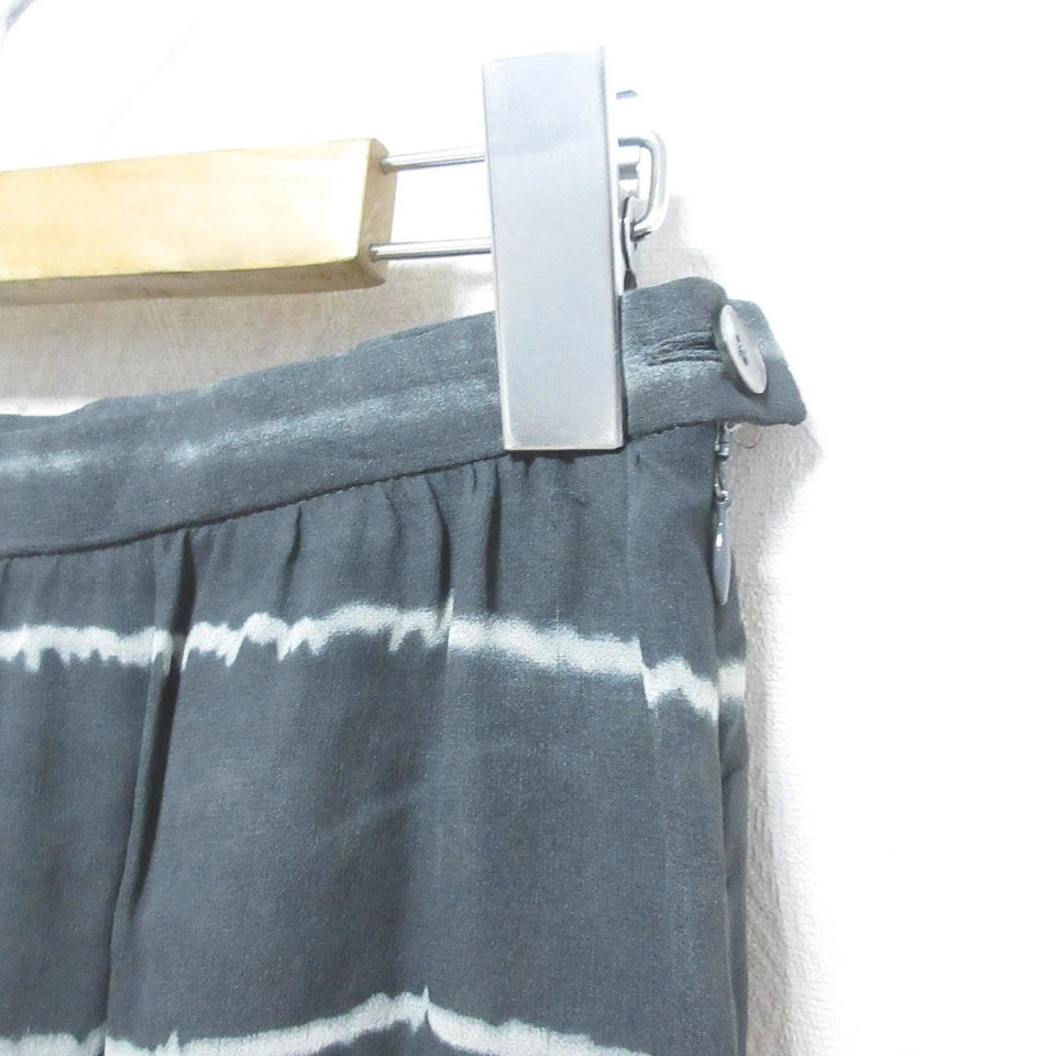 MAX MARA ITALY. Gray 100% silk tie-dye striped midi skirt