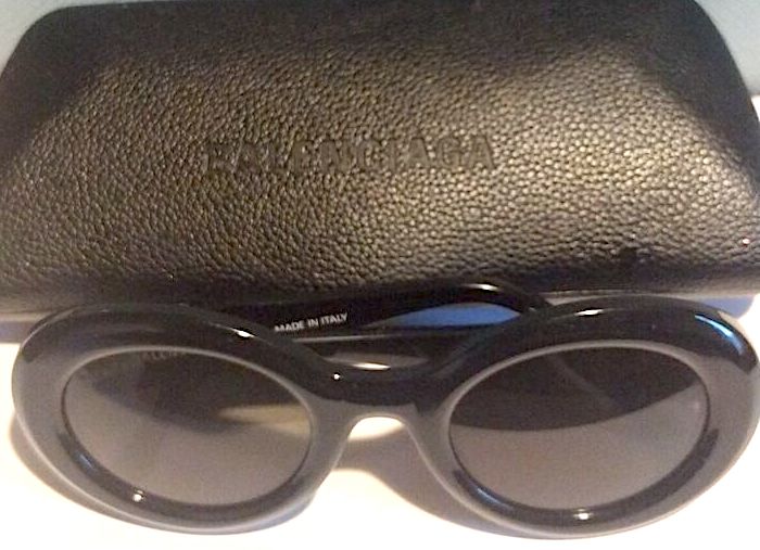 BALENCIAGA PARIS. Black Acetate Modern Style Sunglasses w/Case