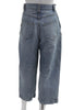 Khaite NY. Blue High Rise Button 100% Cotton Cropped Wide Leg Jeans