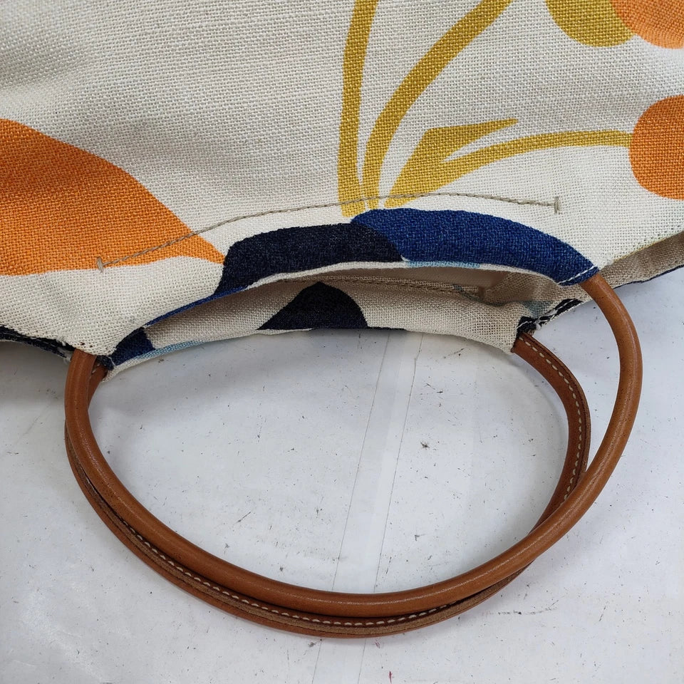 Miu Miu ITALY. Beige Canvas Multi-Color Abstract Shoulder Bag / Hand Bag