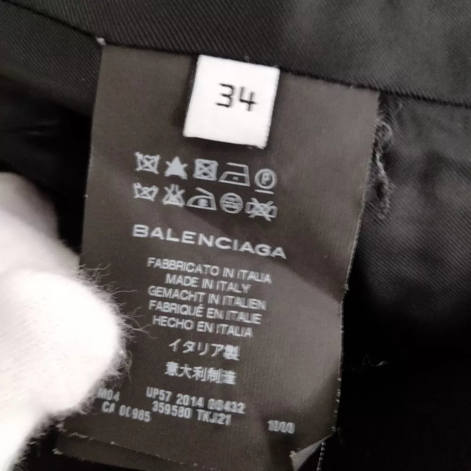 Balenciaga Paris. Black Wool, Nylon, Acetate, Cupro Minimal Design Car Coat