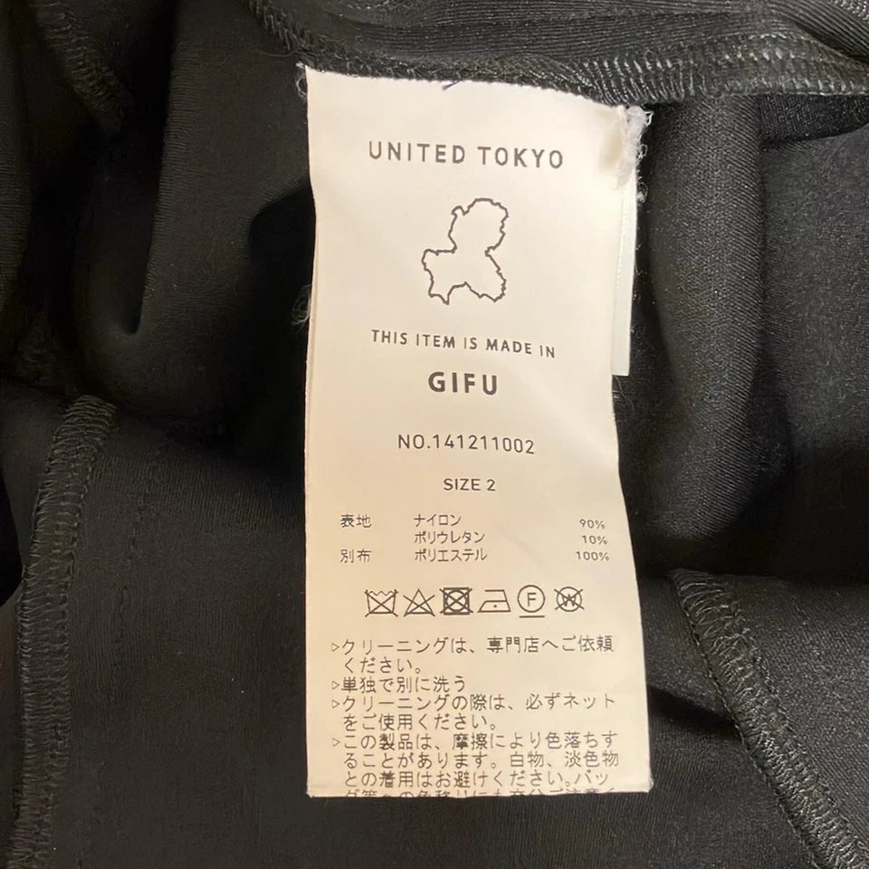 UNITED TOKYO JAPAN. Black Nylon/Acetate Maxi Length Dress