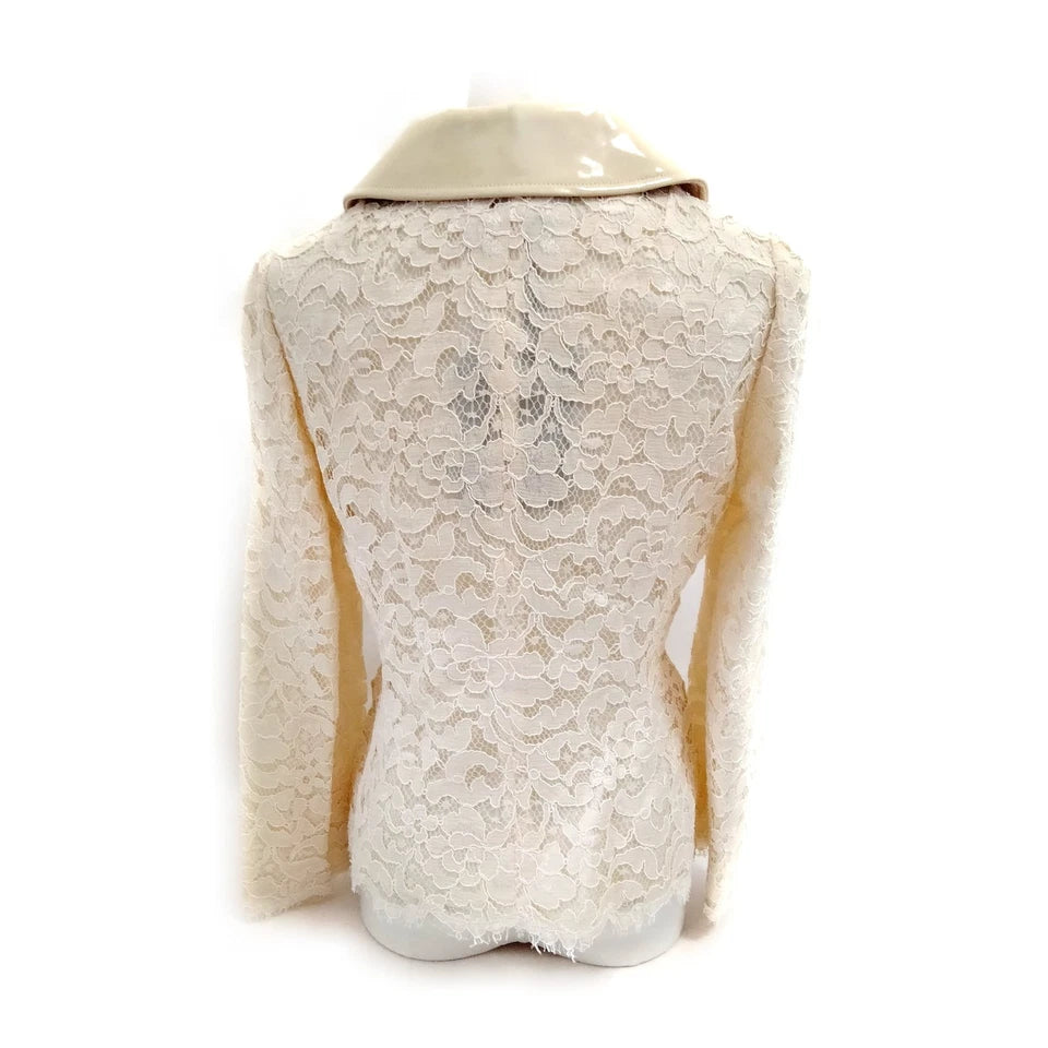 DOLCE&GABBANA ITALY. Vintage  Rayon Cotton Cream Lace with Big Silver Buttons Top/Coat