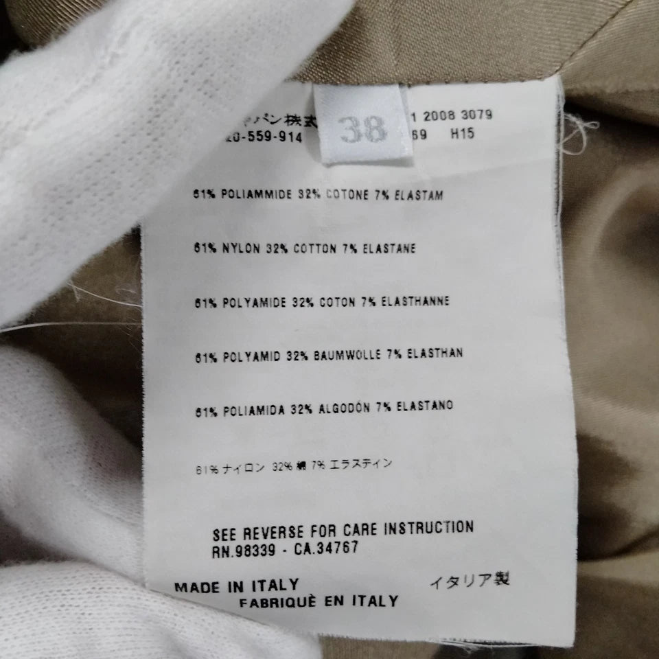 PRADA ITALY. Light Brown Nylon, Cotton, Polyurethane Long Coat