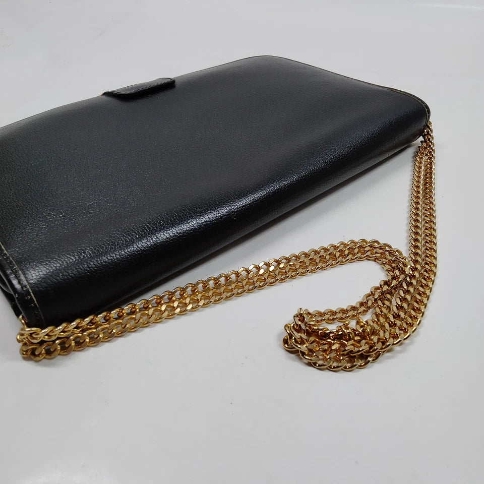 Christian Dior Paris. Vintage Black Leather Mini Shoulder Bag
