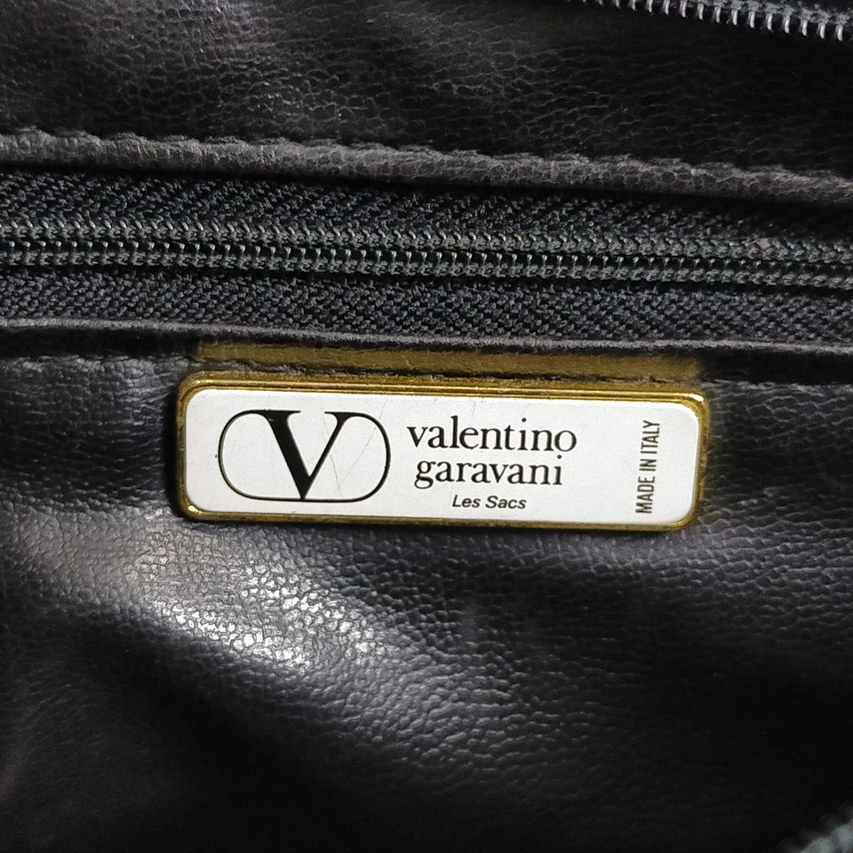 Valentino Garavani Italy. Vintage Black Leather Crossbody / Shoulder Bag