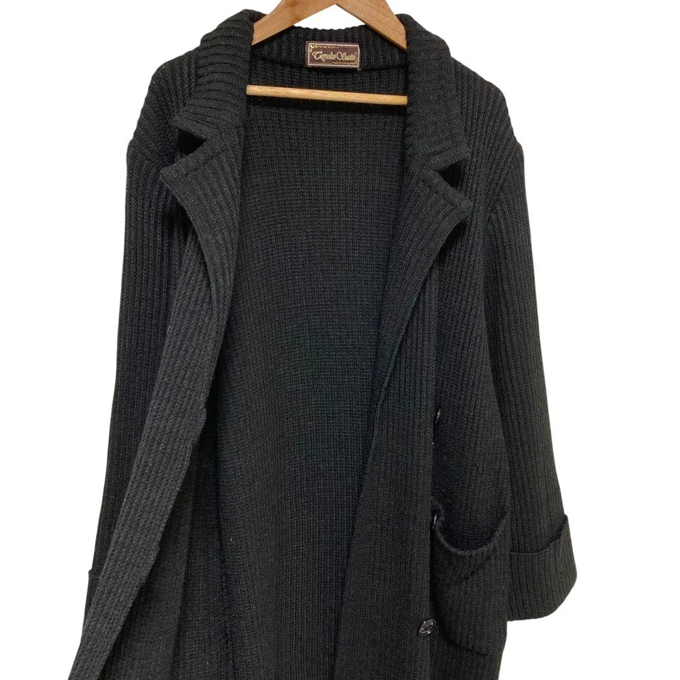 Toyoko Saito JAPAN. Black Knit Long Coat