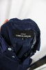 Comme De Garcons Japan. Tricot. Navy Blue Cotton Half Button Long Sleeve Dress