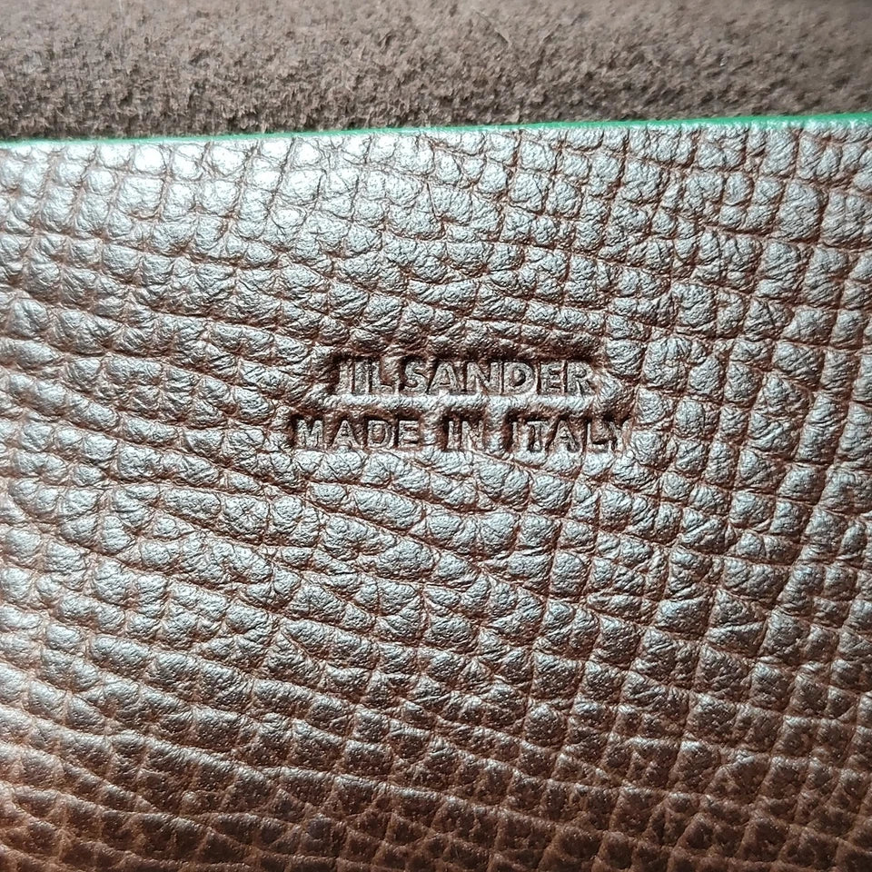 jil sander Brown Leather XL Tote Bag Fold Over Sized Clutch