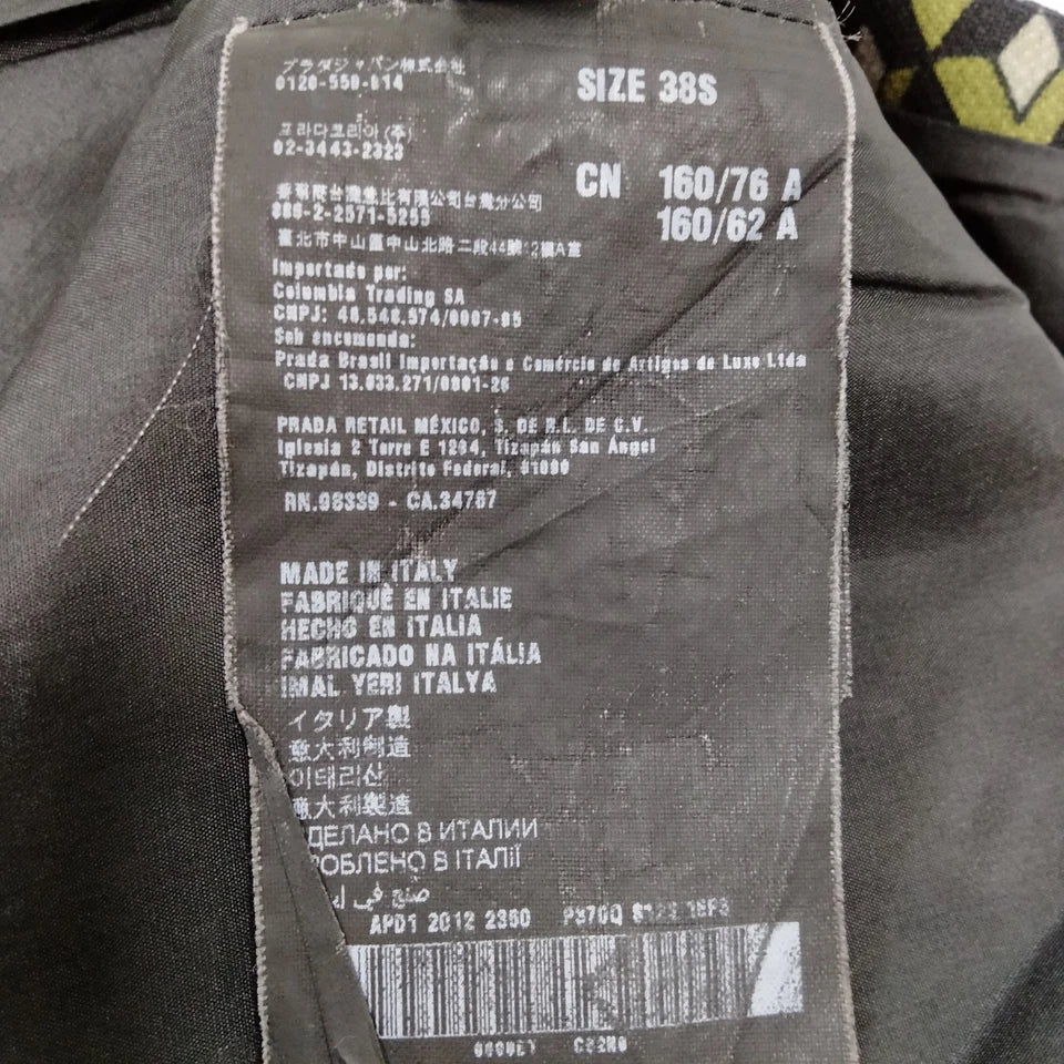 Prada Italy. Wook, Cupro, Silk Geometric Print Dress