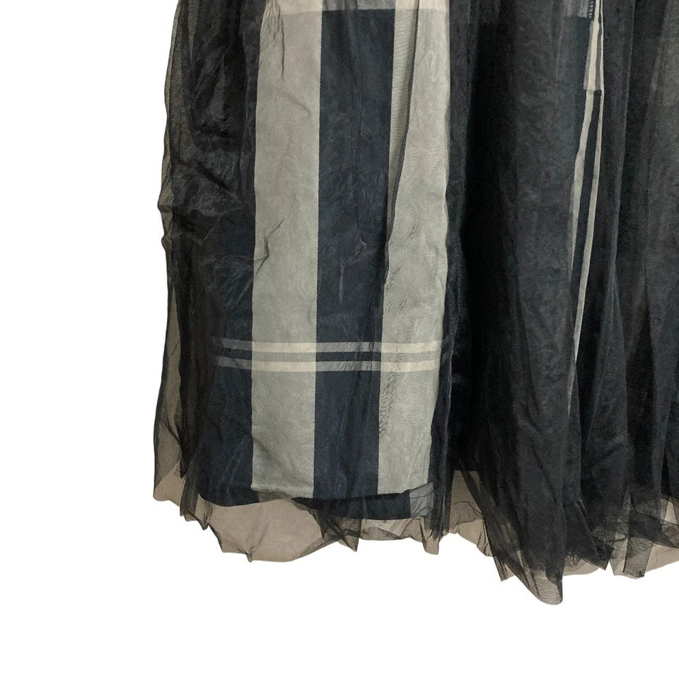 Lallia Mu JAPAN. Black Check Tulle Long Skirt