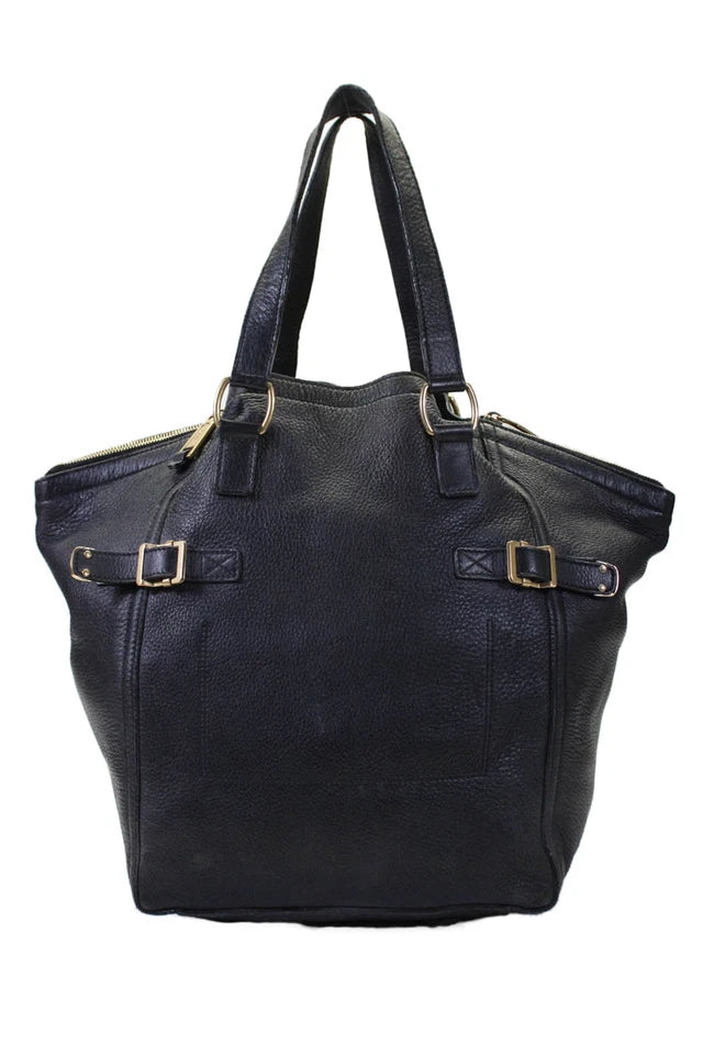Saint Laurent Paris. Black Leather Downtown Zipped Tassel Tote Shoulderbag