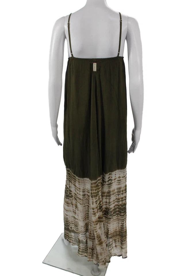Gypsy 05 Bohemian Green Maxi Slip Silk Dress