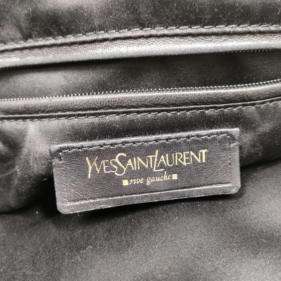 Yves Saint Laurent Paris. Classic Vintage Black Leather Shoulder Bag / Hand Bag