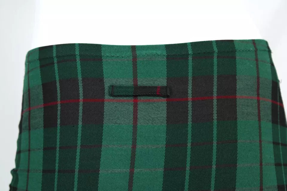 JEAN PAUL GAULTIER PARIS. Vintage Green Plaid Stretch Knit Pencil Skirt