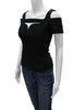 Alexander McQueen UK.  Black Square Neck Sleeveless Polyester Blouse