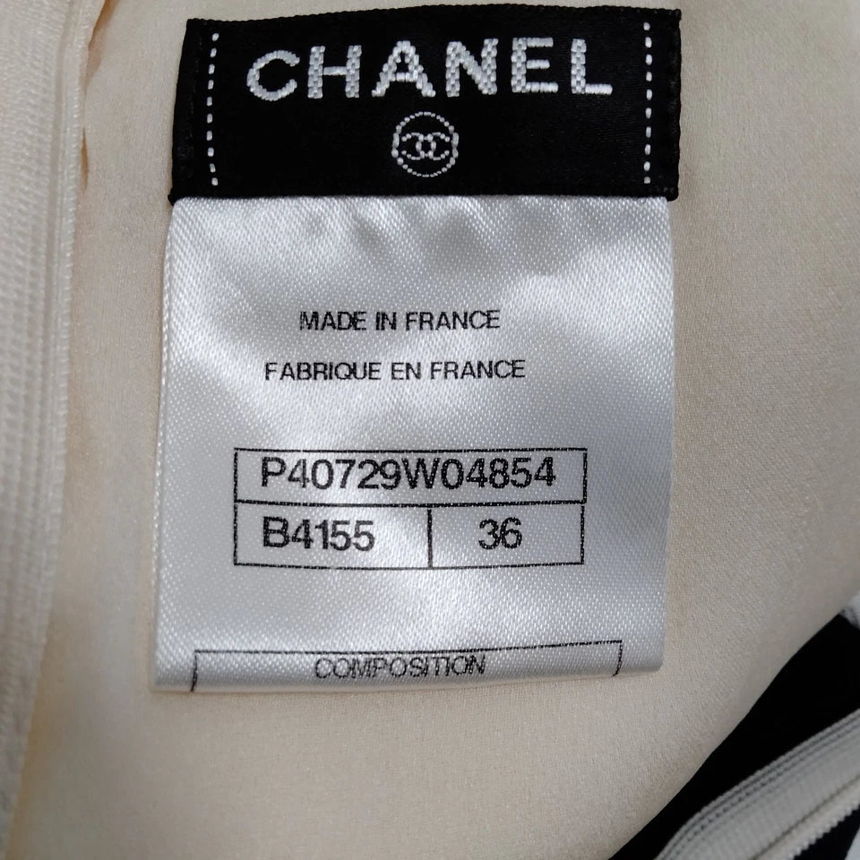 Chanel Paris. Black/White Silk/Poly Blend Sleeveless Dress