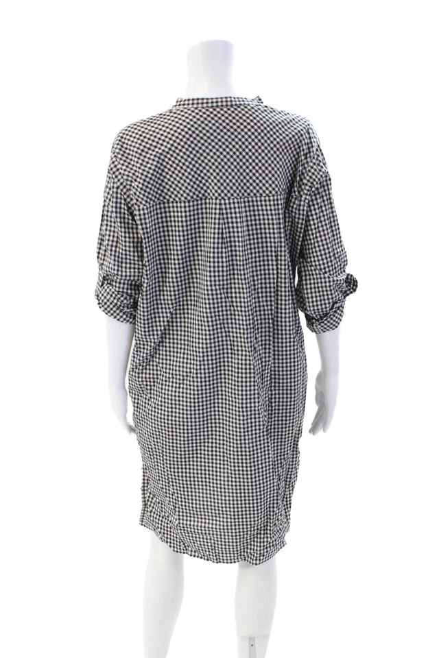 princess polly baby blue dress DONNA KARANA Pure DKNY. Cotton Gingham Crew Neck Long Sleeve Dress