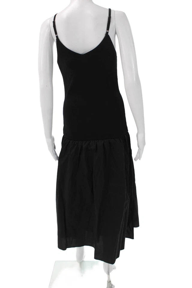 Hyacinth House Black Rayon Blend V-Neck Sleeveless Knee Length Slip Dress