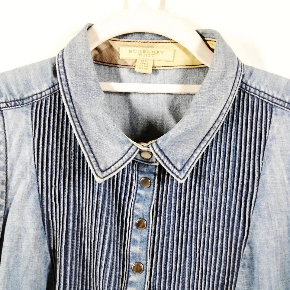 burberry brit denim dress Burberry Brit Denim Chambray Chest Pockets Dress kids girls Large Nova