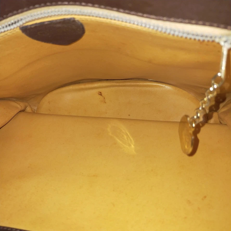 CELINE PARIS. Brown Leather Long Strap/Chain Shoulder Bag