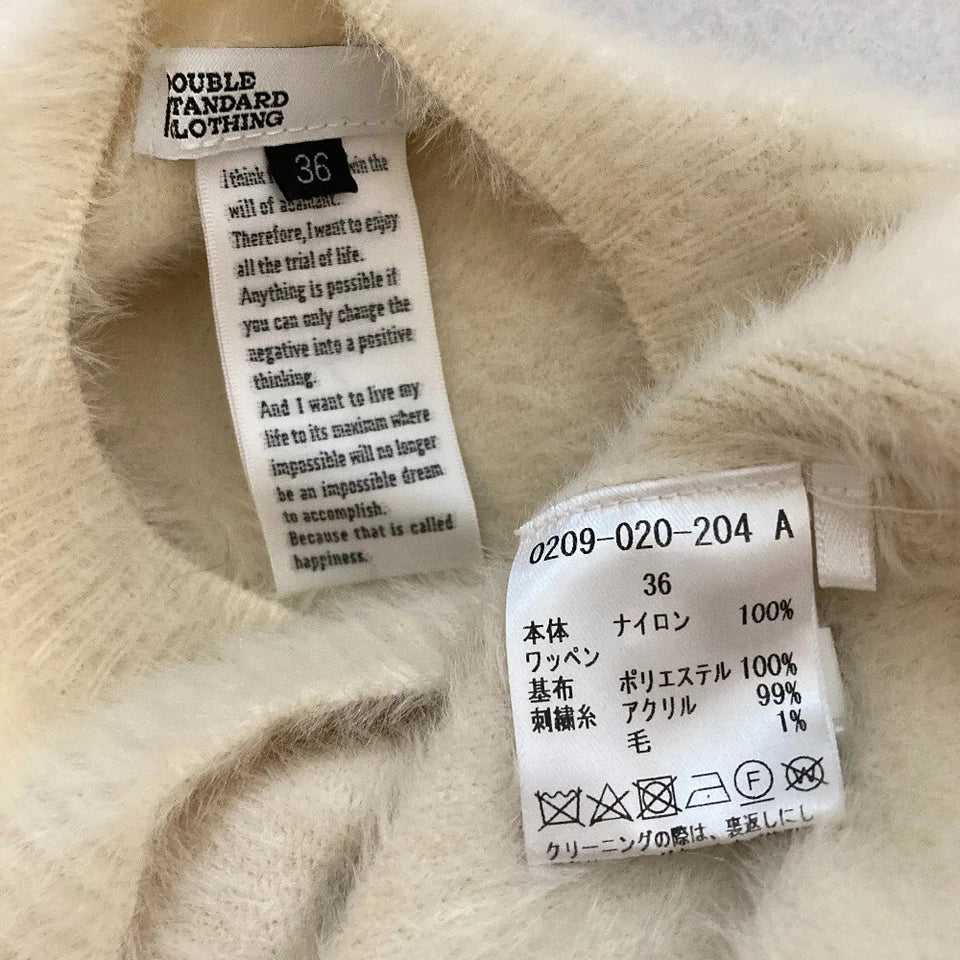 DOUBLE STANDARD CLOTHING JAPAN Ivory Shaggy Mole Knit Cropped Sweater