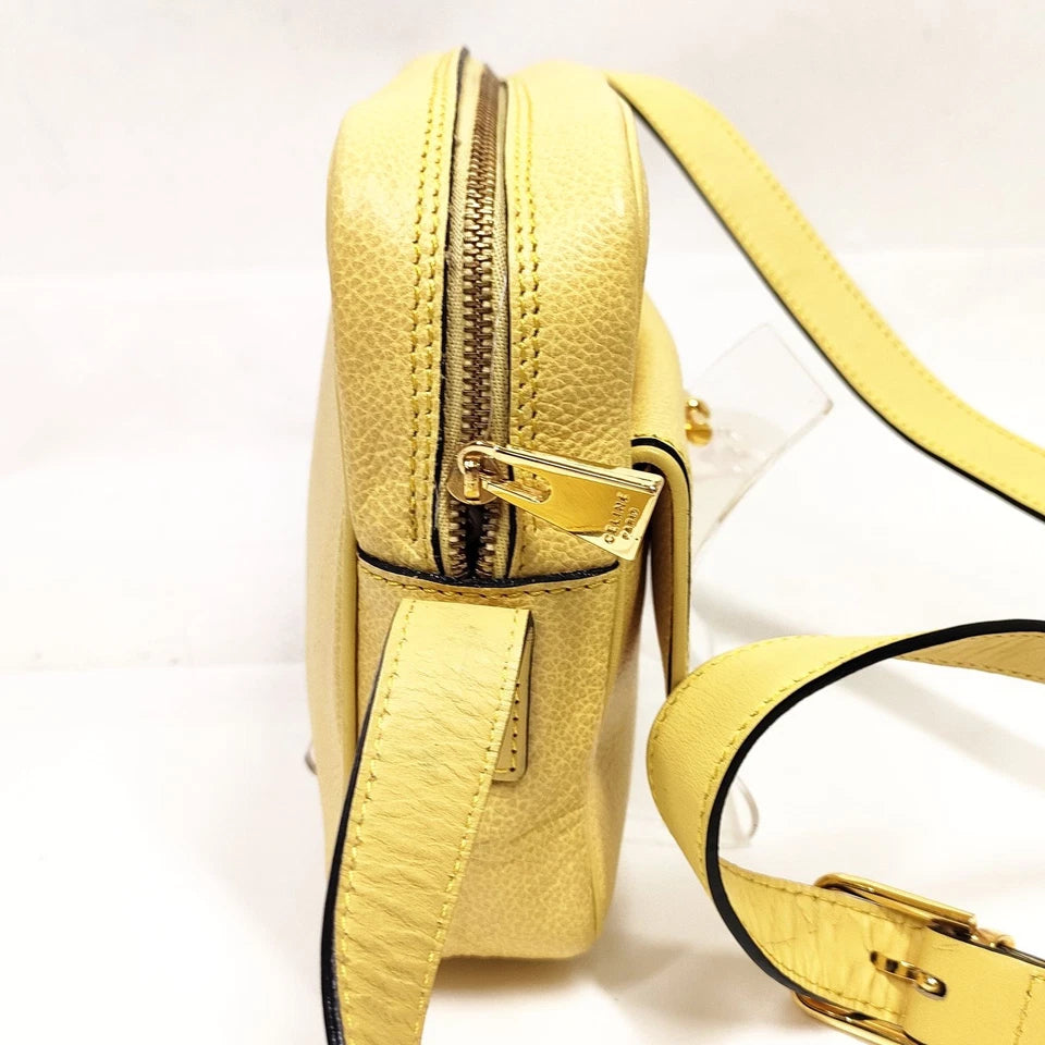 CELINE PARIS. Yellow Leather Gold Plated Hardware