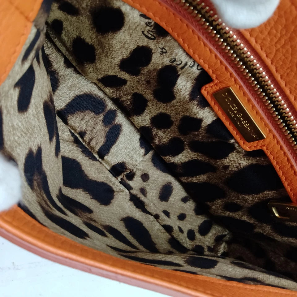 DolceGabbana Italy. Vintage Orange Leather Shoulder Bag / Crossbody Bag
