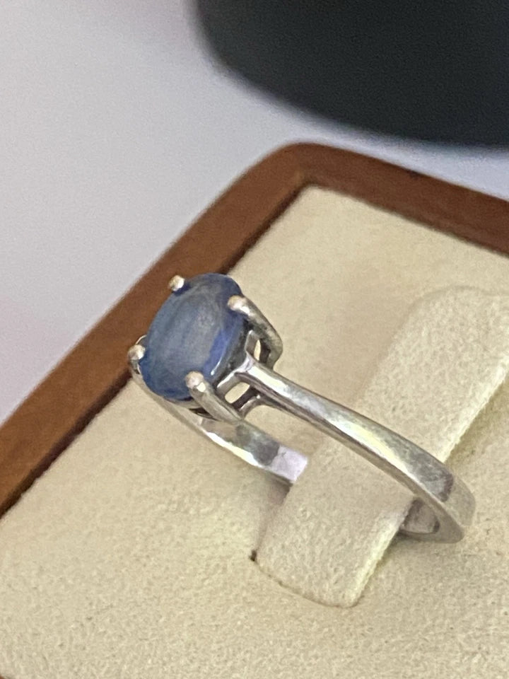 Vintage LONDON. Circa 2000. Sterling Silver And Blue Tourmaline Solitaire Ring Size O