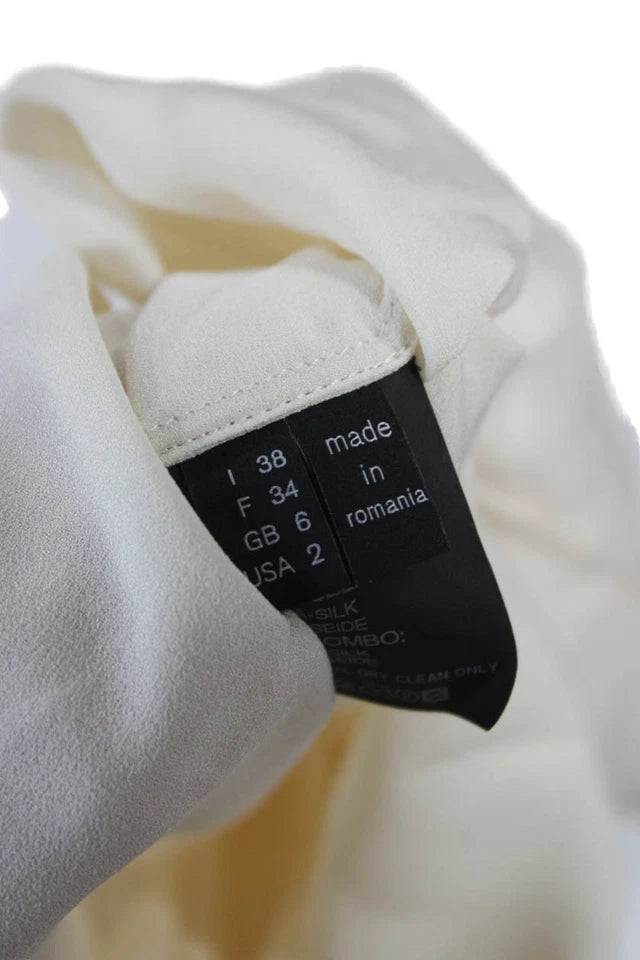 Derek Lam NYC. Vintage Ivory Silk V-Neck Long Sleeve Blouse