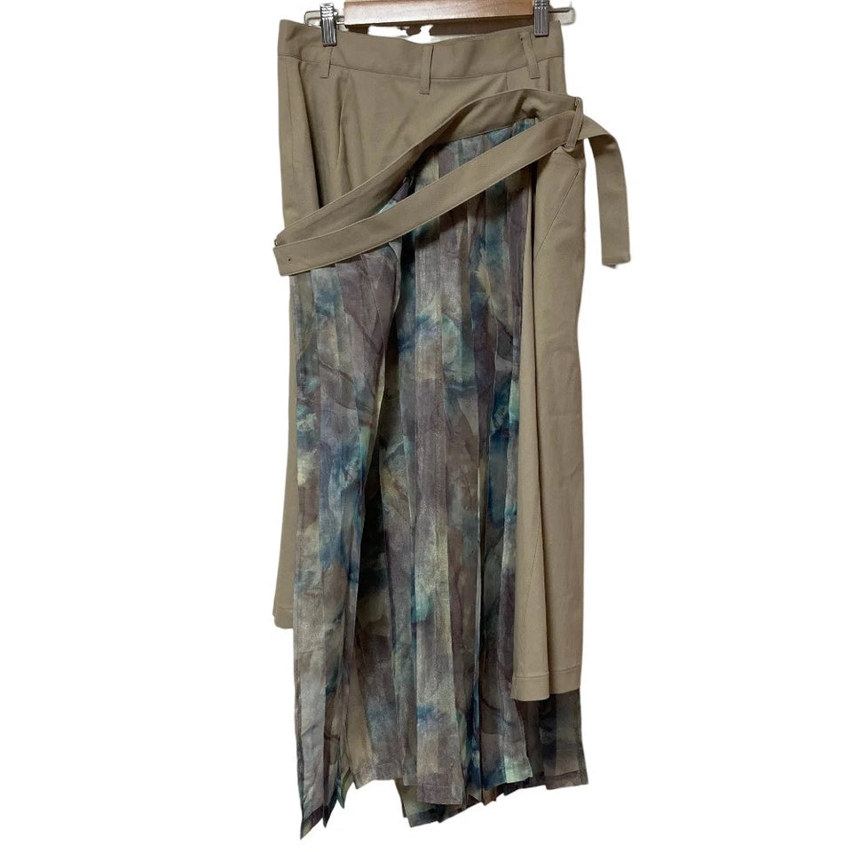 UNITED TOKYO JAPAN. Beige Layered Tie-Dye Pleated Skirt
