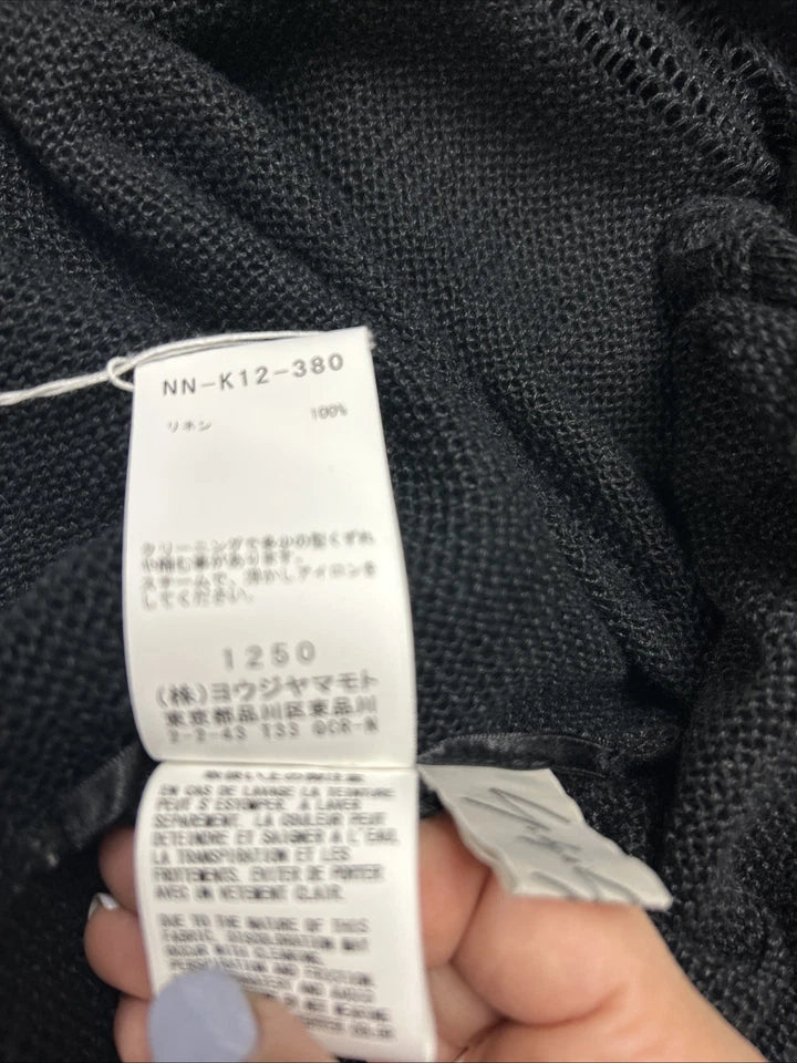 Yohji Yamamoto Japan. Black Linen loose weave linen Sweater Knit Top